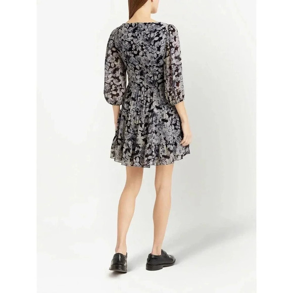 NWOT $395 Cinq a Sept Harlie Twisted Floral Tiered Mini Balloon Sleeve Dress - Picture 3 of 12